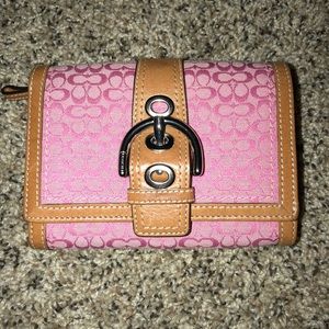 NWOT Coach Signature Print Pink Wallet!